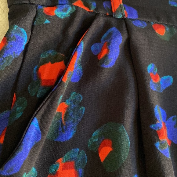 Topshop Navy Floral Printed High Rise Tapered Trouser Ankle Pants - Picture 7 of 10